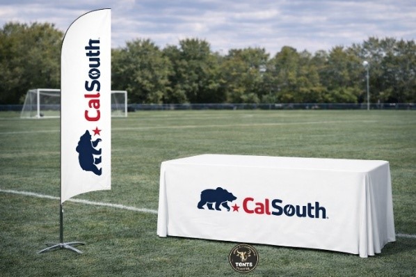 10×10 Custom Canopy Event Booth w/custom table cover + custom flag Matador commercial frame - Image 2